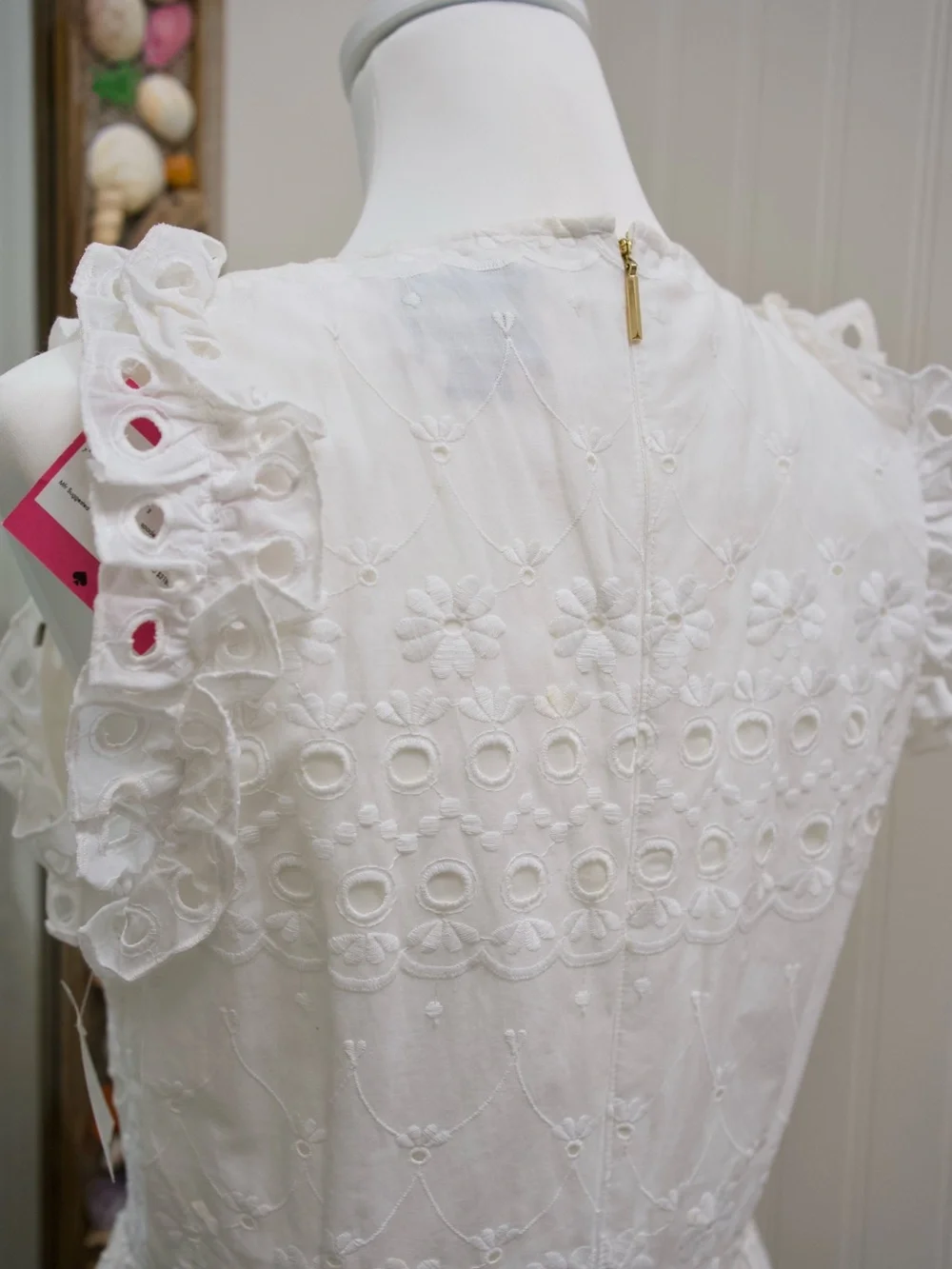 NWT Kate Spade White Eyelet Ruffle Mini Dress